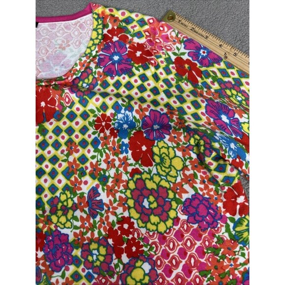 Talbots Cardigan Sweater 2X Floral Lightweight Geometric Floral Office Church - Picture 9 of 12